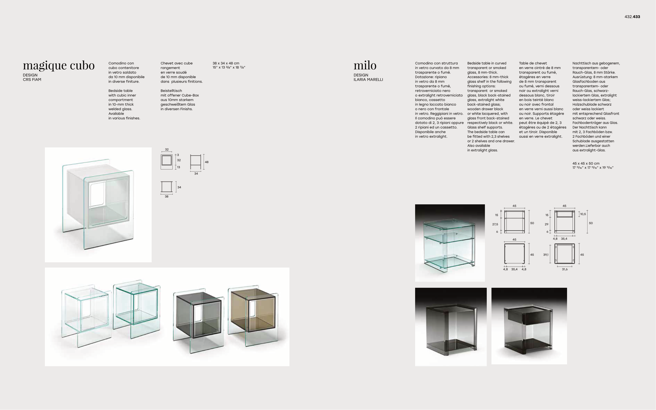 Fiam MAGIQUE CUBO Comodino con cubo contenitore in vetro